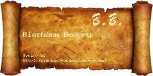 Bierbaum Bodony névjegykártya
